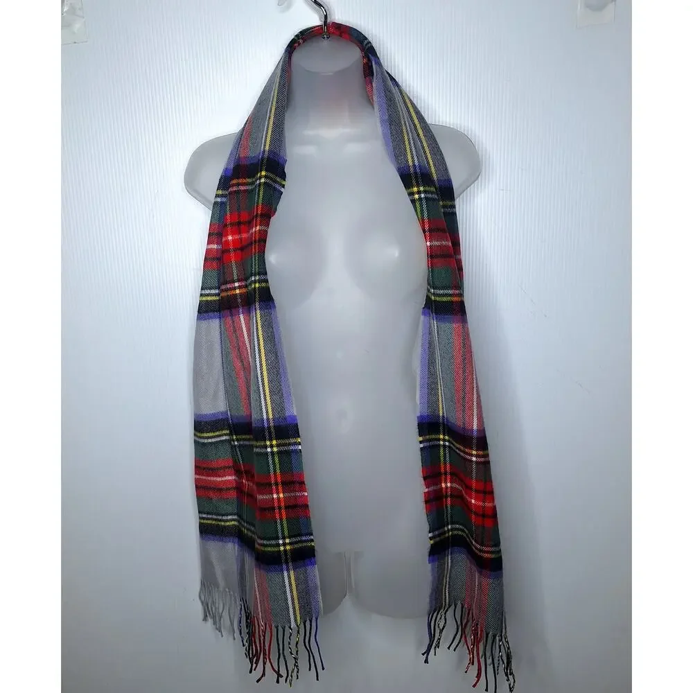 Made in Scotland 100% Cashmere Scarf Fringe Plaid Tartan 66